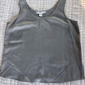 Josephine Chaus Chic Minimalist Gray/Silver Blouse 100% Silk Petite 10